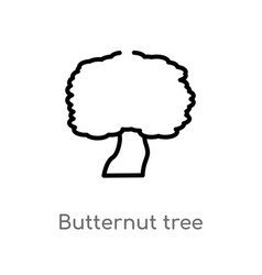 Outline Butternut Tree Icon Isolated Black Simple