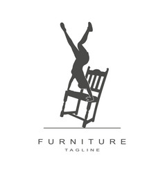 Woman Posing With Chair Logo Design Isolated On