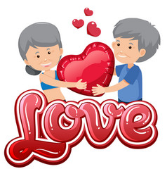 Elderly Couple Holding Heart On White Background