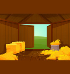 Inside Barn House Cartoon Farm Wooden Hay