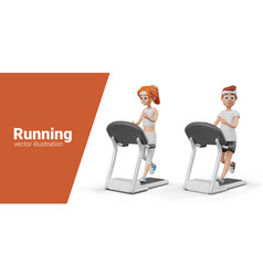 Man And Woman Run On Treadmill Characters