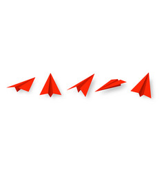 Realistic Red Paper Planes Collection Handmade