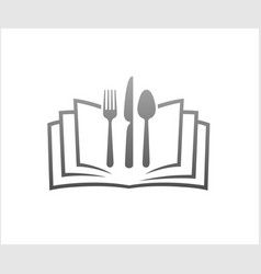 Creative Book Menu Utensil Fork Knife Spoon Logo