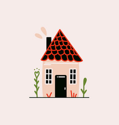 Cute Tiny Flat House Cartoon Traditional Forest