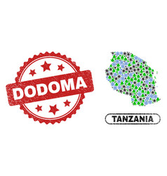 Dodoma Scratched Stamp And Tanzania Map Collage