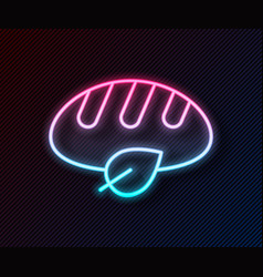 Glowing Neon Line Vegan Bread Loaf Icon Isolated