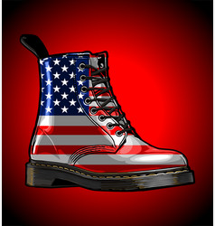 Red Background American Flag Pattern Boots