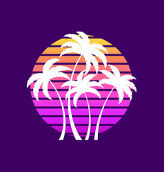 Retro Futuristic Palm Trees In 80s Style