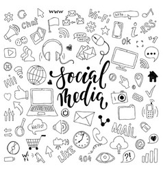 Social media word and icon clouddoodle sketchy Vector Image