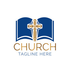 Gold And Blue Christian Church Logo Design