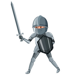 Medieval Knight Holding Shield And Sword Cartoon