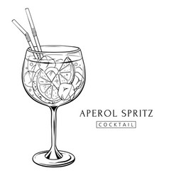 Aperol Spritz Cocktail Hand Drawn Alcohol Drink