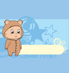 Standing Baby Kid Cartoon With Teddy Bear Pijama