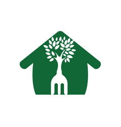 Fork Tree With Home Shape Logo Design