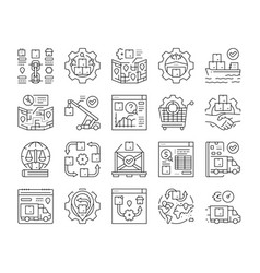 Logistics Manager Warehouse Icons Set