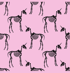 Unicorn Creepy Skeleton Seamless Pattern In Dark