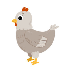 Cute Gray Cartoon Chicken Farm Animal Broody Hen