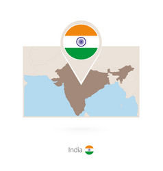 Rectangular Map India With Pin Icon India