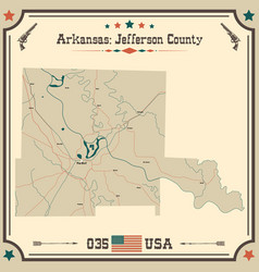 Vintage Map Of Jefferson County In Arkansas Usa