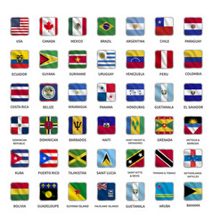 All American Country Flags Icons Square Shape