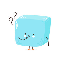 Cute Ice Cube Character Hand Drawn Cartoon