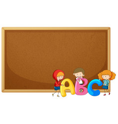 Kids Holding Abc On Corkboard