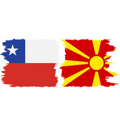 Northern Macedonia And Chile Grunge Flags