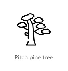 Outline Pitch Pine Tree Icon Isolated Black