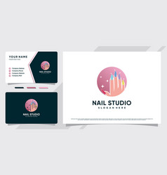 Nail Studio Logo Design With Circle Concept