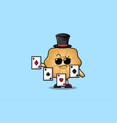 Cute Cartoon Cookies Magician Playing Magic Cards