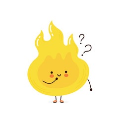 Cute Funny Flame Character With Question Mark