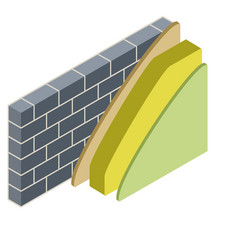 Brick Wall In Isometry With Layers Of Plaster