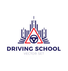 Road sign drive school flyer banner posters card Vector Image