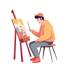 One Person Sitting Painting With Creativity