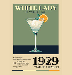 White Lady Cocktail Retro Poster Wall Art