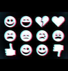 Emoji Icons Set With Smiling Face Thumbs Up