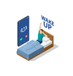 Isometric Wake Up Of A Happy Man Lying On The Bed