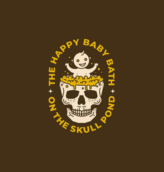 Vintage Art Of A Baby Bath On The Skull Pond