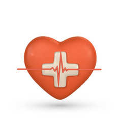 3d Red Heart With Pulse Sign Icon Medical