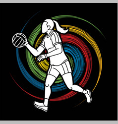 Gaelic Football Female Player Action Cartoon