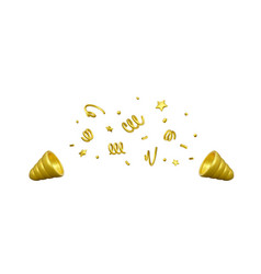 3d Party Popper With Confetti Explode Golden