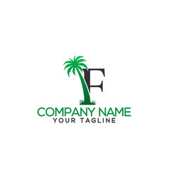 Letter F With Coconut And Palm Tree Logo Design