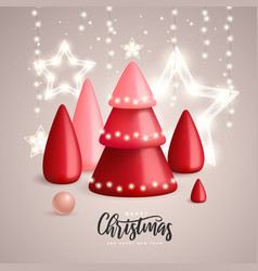 Background with realistic 3d christmas trees Vector Image