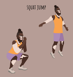 Young Man With Vitiligo Doing Squat Jump Exercise