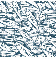 Mackerel Fish Monochrome Pattern Seamless