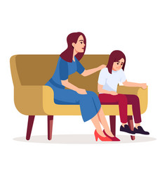 Mother With Daughter Sitting On Sofa Semi Flat