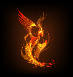 Phoenix Rising From The Ashes On Black Background