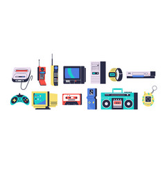 Set Of Vintage Electronic Gadgets Showcasing