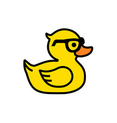 Rubber Yellow Duck In Sunglasses Icon Isolated