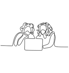 Continuous One Line Drawing Of Two Office Workers